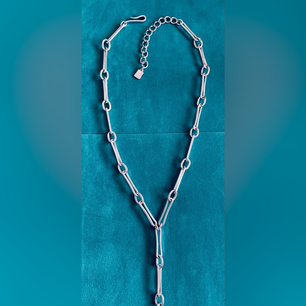 RLM SOHO SILVER PAPER CLIP NECKLACE SEMI PRECIOUS MOSAIC TURQUOISE PENDANT/ RARE - Picture 4 of 6